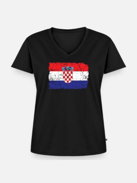 Kroatien - Frauen Premium Bio T-Shirt mit V-Ausschnitt - Schwarz
