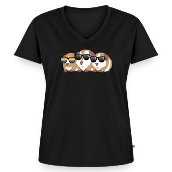 cobayes - T-shirt encolure en V Premium bio Femme - noir - Devant - AI Model Female 172 light (172cm)