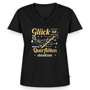 Querflöte - Frauen Premium Bio T-Shirt mit V-Ausschnitt - Schwarz - Vorne - AI Model Female 172 light (172cm)
