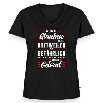 Rottweiler - Frauen Premium Bio T-Shirt mit V-Ausschnitt - Schwarz - Vorne - AI Model Female 172 light (172cm)