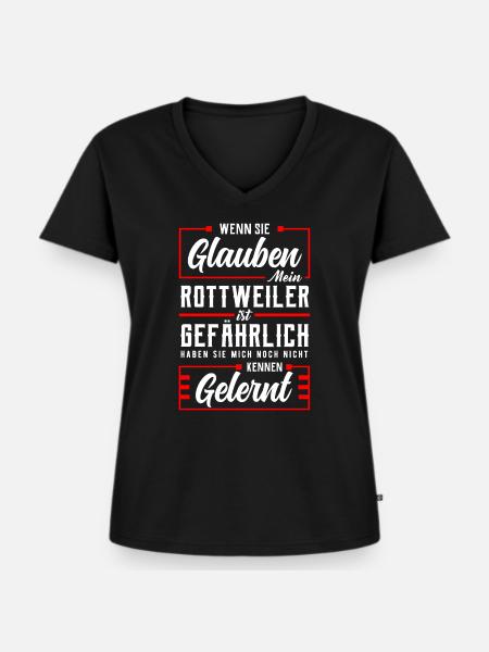 Rottweiler - Frauen Premium Bio T-Shirt mit V-Ausschnitt - Schwarz