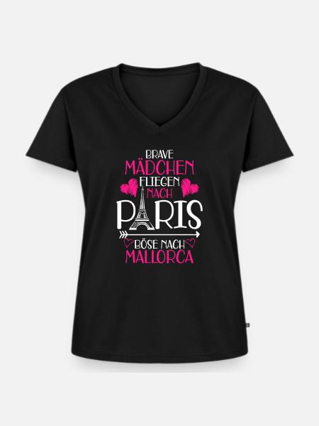 Mallorca - Frauen Premium Bio T-Shirt mit V-Ausschnitt - Schwarz