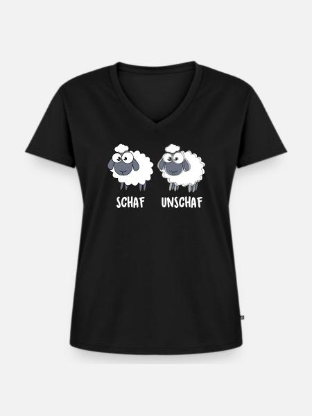 Schaf Unschaf - Frauen Premium Bio T-Shirt mit V-Ausschnitt - Schwarz