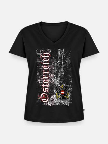 Österreich - Frauen Premium Bio T-Shirt mit V-Ausschnitt - Schwarz