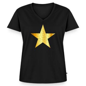 Goldener Stern - Goldener Stern WEINLESE - Frauen Premium Bio T-Shirt mit V-Ausschnitt - Schwarz - Vorne - AI Model Female 172 light (172cm)