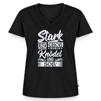 Stark durch Knödel - Frauen Premium Bio T-Shirt mit V-Ausschnitt - Schwarz - Vorne - AI Model Female 172 light (172cm)