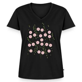 Fleurs et fleurs - T-shirt encolure en V Premium bio Femme - noir - Devant - AI Model Female 172 light (172cm)