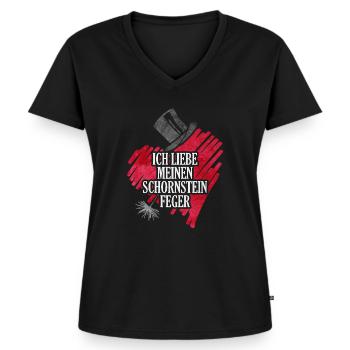 Schornsteinfeger - Frauen Premium Bio T-Shirt mit V-Ausschnitt - Schwarz - Vorne - AI Model Female 172 light (172cm)