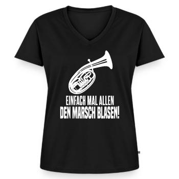Tenorhorn Blasmusik Bariton Orchester - Frauen Premium Bio T-Shirt mit V-Ausschnitt - Schwarz - Vorne - AI Model Female 172 light (172cm)