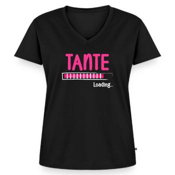 Tante Loading - Tante Loading - Frauen Premium Bio T-Shirt mit V-Ausschnitt - Schwarz - Vorne - AI Model Female 172 light (172cm)
