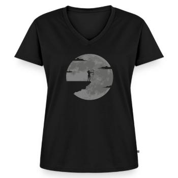 Bogenschießen Bogenschiessen Bogensport - Frauen Premium Bio T-Shirt mit V-Ausschnitt - Schwarz - Vorne - AI Model Female 172 light (172cm)
