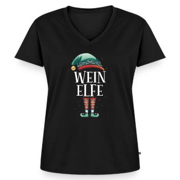 Weihnachten Partnerkostüm Wein Elf Elfe Elfen - Frauen Premium Bio T-Shirt mit V-Ausschnitt - Schwarz - Vorne - AI Model Female 172 light (172cm)