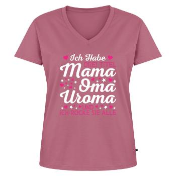 Mama Oma Uroma Spruch Geschenk von Enkel - Frauen Premium Bio T-Shirt mit V-Ausschnitt - Mauve - Vorne - AI Model Female 172 dark (172cm)