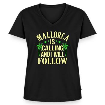 Majorque - T-shirt encolure en V Premium bio Femme - noir - Devant - AI Model Female 172 light (172cm)