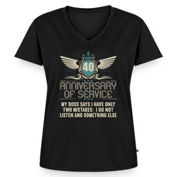40 Jahre im Dienst 40 Jähriges Dienstjubiläum - Frauen Premium Bio T-Shirt mit V-Ausschnitt - Schwarz - Vorne - AI Model Female 172 light (172cm)