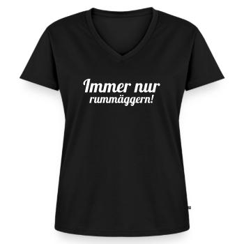 Sächsischer Dialekt Sachsen Sächsische Sprüche - Frauen Premium Bio T-Shirt mit V-Ausschnitt - Schwarz - Vorne - AI Model Female 172 light (172cm)