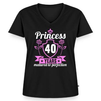 40 jaar oud meisje 40 bday Princess 40 verjaardag - Vrouwen Premium Bio T-shirt met V-hals - zwart - Voor - AI Model Female 172 light (172cm)