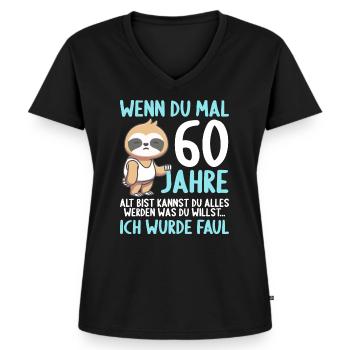 Wenn du groß bist ich wurde Faul 60. Geburtstag - Frauen Premium Bio T-Shirt mit V-Ausschnitt - Schwarz - Vorne - AI Model Female 172 light (172cm)