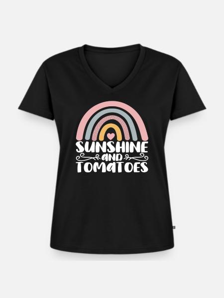Tomate - Frauen Premium Bio T-Shirt mit V-Ausschnitt - Schwarz