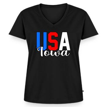 Usa iowa gift - Women's Premium Organic V-neck T-shirt - black - Front - AI Model Female 172 light (172cm)