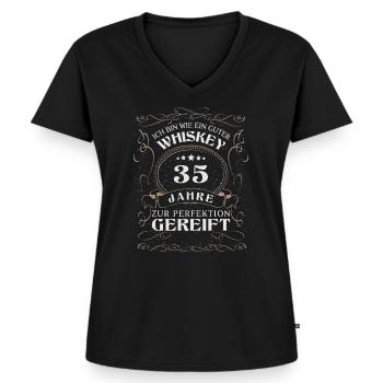 Whisky 35. Geburtstag 35 Jahre Sprüche bin wie - Frauen Premium Bio T-Shirt mit V-Ausschnitt - Schwarz - Vorne - AI Model Female 172 light (172cm)