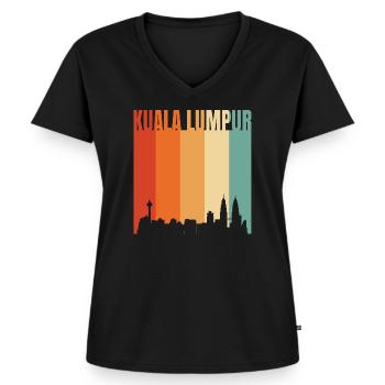 Kuala Lumpur - T-shirt encolure en V Premium bio Femme - noir - Devant - AI Model Female 172 light (172cm)
