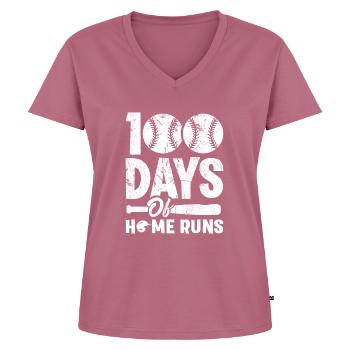100 jours de home runs joueurs de baseball - T-shirt encolure en V Premium bio Femme - mauve - Devant - AI Model Female 172 dark (172cm)
