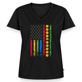 Amerikanische Sportfahne - Frauen Premium Bio T-Shirt mit V-Ausschnitt - Schwarz - Vorne - AI Model Female 172 light (172cm)
