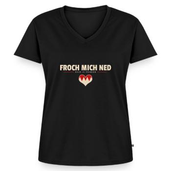 Froch mich ned - Franken fränkisch fränggisch - Frauen Premium Bio T-Shirt mit V-Ausschnitt - Schwarz - Vorne - AI Model Female 172 light (172cm)