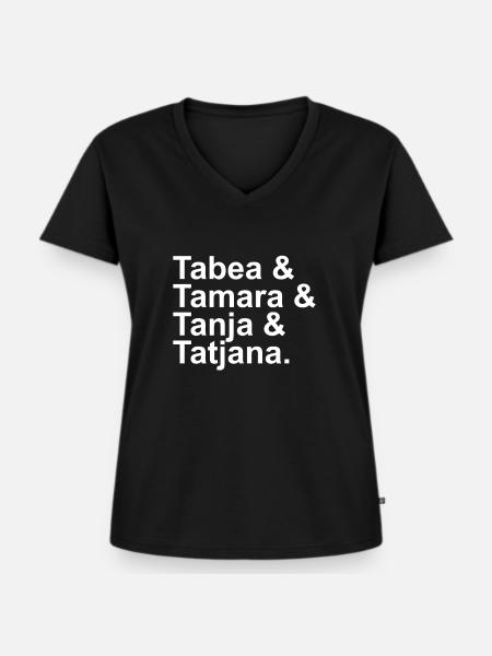 Tabea & Tamara & Tanja & Tatjana. - Frauen Premium Bio T-Shirt mit V-Ausschnitt - Schwarz