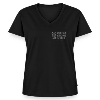 Kann Spuren Von Schorle Enthalten - Frauen Premium Bio T-Shirt mit V-Ausschnitt - Schwarz - Vorne - AI Model Female 172 light (172cm)