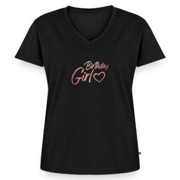 18. Geburtstag Mädchen Rosé Herz - Frauen Premium Bio T-Shirt mit V-Ausschnitt - Schwarz - Vorne - AI Model Female 172 light (172cm)