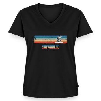 Amateurs de snowboard, rétro, vintage, - T-shirt encolure en V Premium bio Femme - noir - Devant - AI Model Female 172 light (172cm)