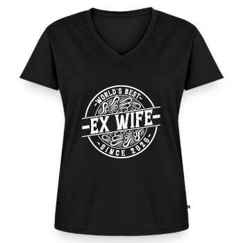 Worlds Best Ex Wife since 2020 Divorce - Women's Premium Organic V-neck T-shirt - black - Front - AI Model Female 172 light (172cm)
