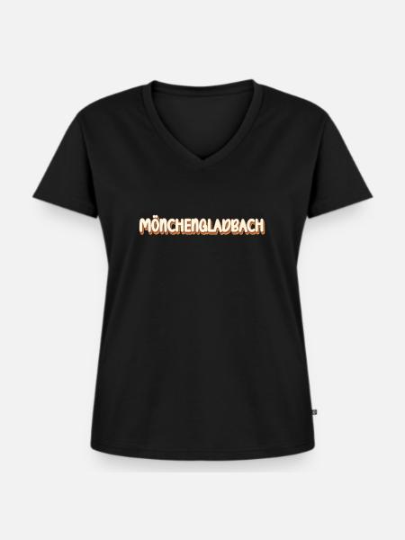 Mönchengladbacher Mönchengladbach - Frauen Premium Bio T-Shirt mit V-Ausschnitt - Schwarz