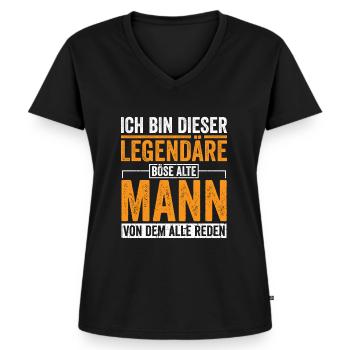 Legendäre alte Mann - Frauen Premium Bio T-Shirt mit V-Ausschnitt - Schwarz - Vorne - AI Model Female 172 light (172cm)