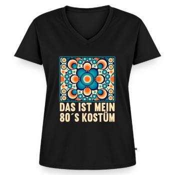 80er Motto Party Das ist mein 80er Jahre Kostüm - Frauen Premium Bio T-Shirt mit V-Ausschnitt - Schwarz - Vorne - AI Model Female 172 light (172cm)