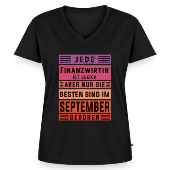 Finanzamt Geburtstag September geboren - Frauen Premium Bio T-Shirt mit V-Ausschnitt - Schwarz - Vorne - AI Model Female 172 light (172cm)
