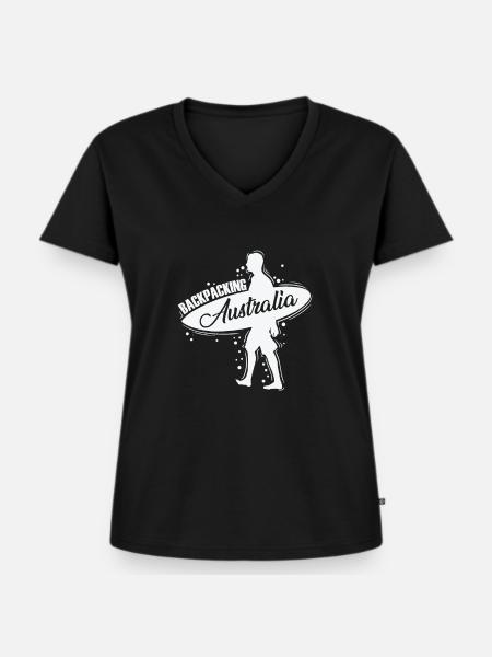 Backbacking Australia Outback Abenteuer - Frauen Premium Bio T-Shirt mit V-Ausschnitt - Schwarz