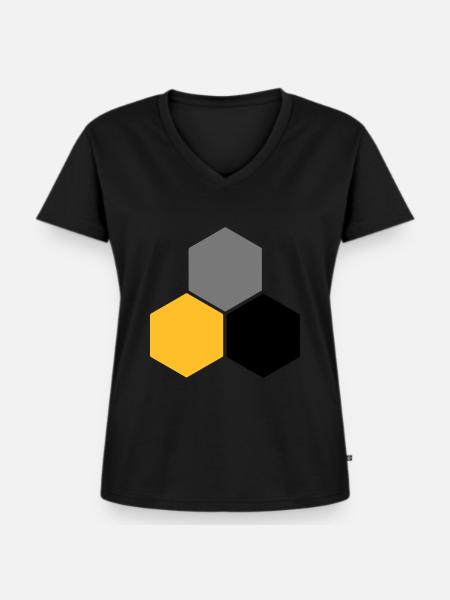 Wabe 5 - Frauen Premium Bio T-Shirt mit V-Ausschnitt - Schwarz
