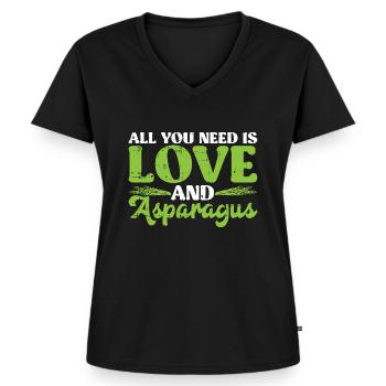 Spargel - Frauen Premium Bio T-Shirt mit V-Ausschnitt - Schwarz - Vorne - AI Model Female 172 light (172cm)