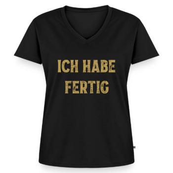 Ich habe fertig Renter Geschenk Lustiger Spruch - Frauen Premium Bio T-Shirt mit V-Ausschnitt - Schwarz - Vorne - AI Model Female 172 light (172cm)