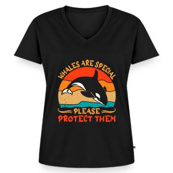 Orque biologiste marin orque épaulard - T-shirt encolure en V Premium bio Femme - noir - Devant - AI Model Female 172 light (172cm)