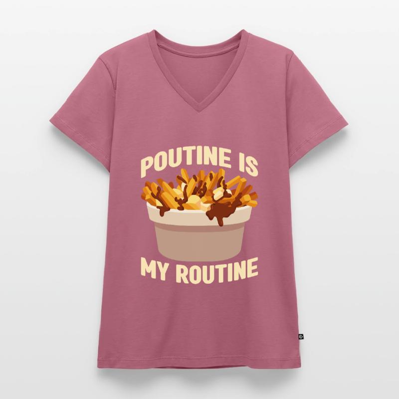 Poutine Canada Spécialité de restauration rapide T-shirt encolure en V Premium bio Femme