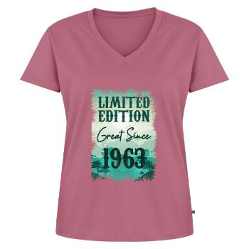 Einzigartig seit 1963 - Frauen Premium Bio T-Shirt mit V-Ausschnitt - Mauve - Vorne - AI Model Female 172 dark (172cm)
