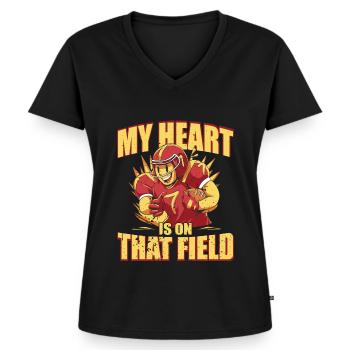 My heart is on the field Footbal Quaterback - Women's Premium Organic V-neck T-shirt - black - Front - AI Model Female 172 light (172cm)