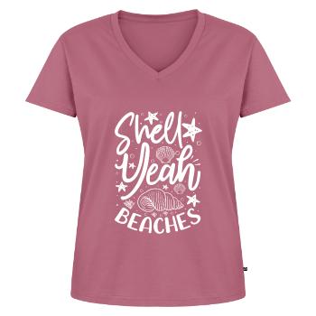 Shell Sea Turtle Lovers Beaches - Women's Premium Organic V-neck T-shirt - mauve - Front - AI Model Female 172 dark (172cm)