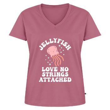 Jellyfish Jellyfish Ocean Sea Creatures Motif - Women's Premium Organic V-neck T-shirt - mauve - Front - AI Model Female 172 dark (172cm)