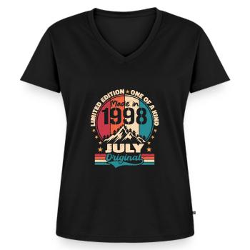 1998 Juli Jahrgang Juli 1998 Geschenk - Frauen Premium Bio T-Shirt mit V-Ausschnitt - Schwarz - Vorne - AI Model Female 172 light (172cm)