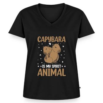 Capybara Nagetier Wasserschwein - Frauen Premium Bio T-Shirt mit V-Ausschnitt - Schwarz - Vorne - AI Model Female 172 light (172cm)